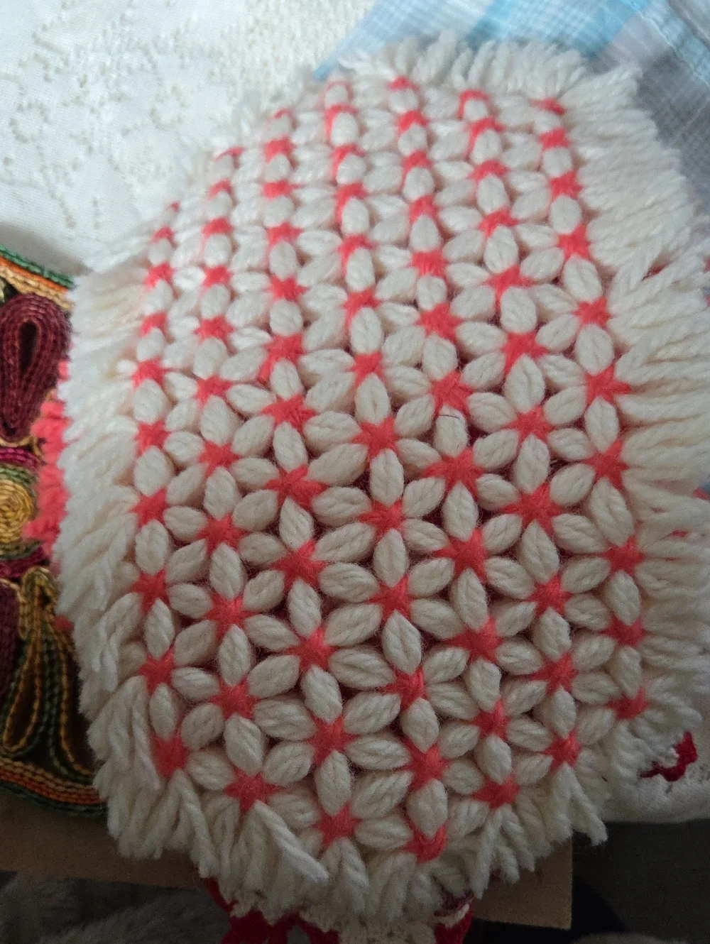 Handmade Crochet Flower Coasters - Red, Pink, Cream Estate Bundle
